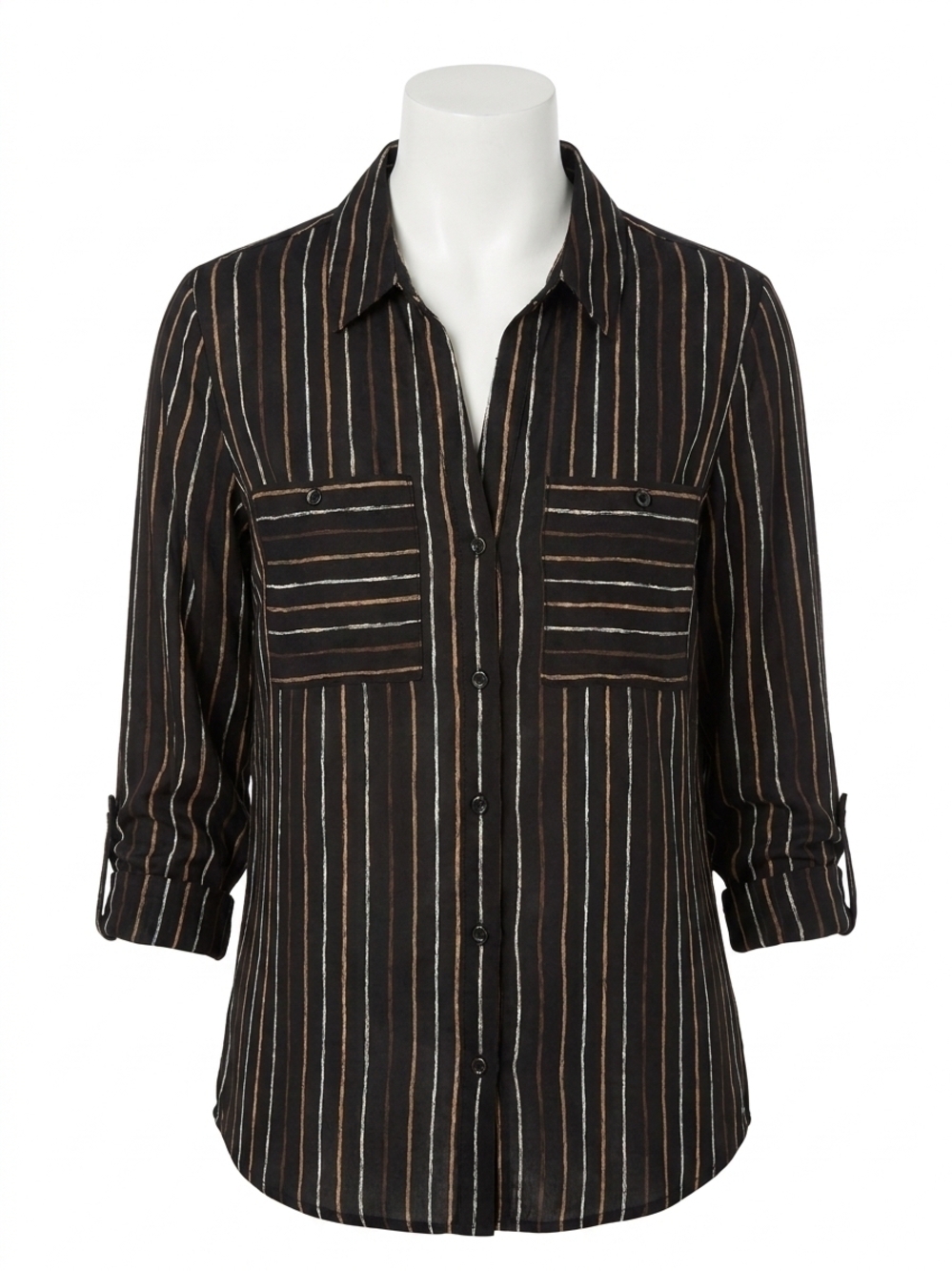 NEW NIC + ZOE mini painted stripe shirt in black multi